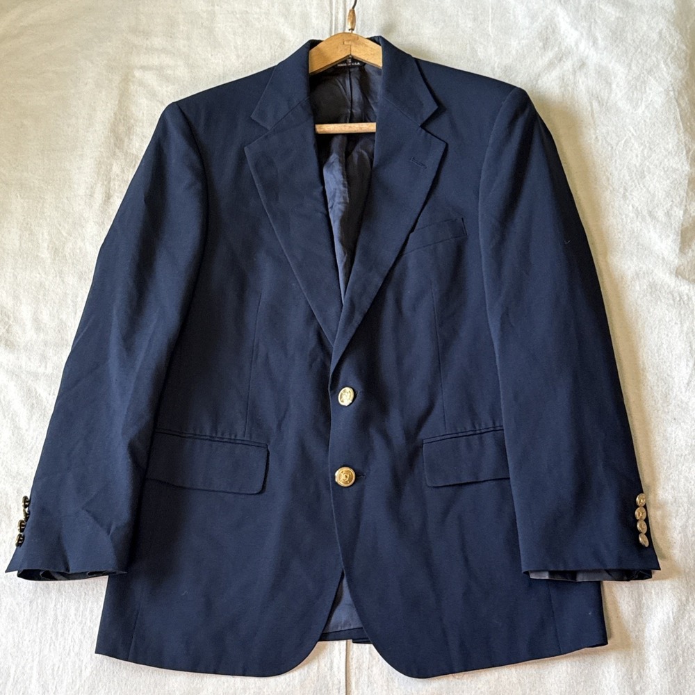 Polo University Club by Ralph Lauren Navy Blazer USA Gold Button Wool Sport Coat